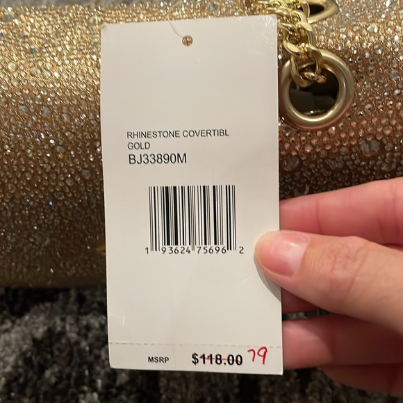 Betsey Johnson gold rhinestone crossbody purse - Picture 4 of 9